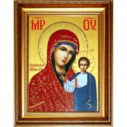 Икона с кристаллами Swarovski - Казанская Божья Матерь 2