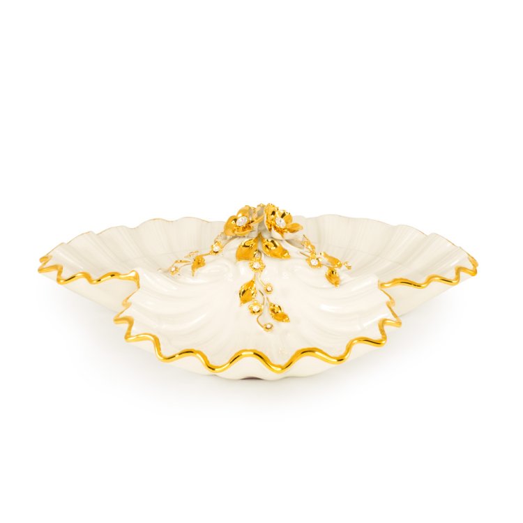 Белая Менажница в форме 3-х раковин коллекция Laguna Migliore De Luxe 26450, фотография сбоку