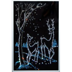 Картина Новогодний пейзаж c кристаллами Swarovski