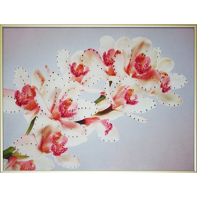 Картина Орхидеи c кристаллами Swarovski