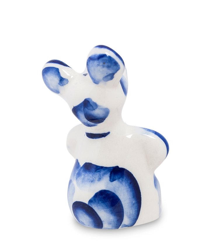 Фигурка маленькая Мышка Софи Голубая гжель ГЛ-318, фотография со спины