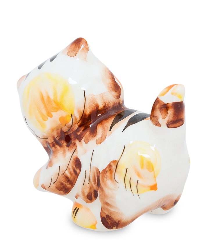 Статуэтка Пушистый котик Цветная гжель ГЛ-192, фотография со спины