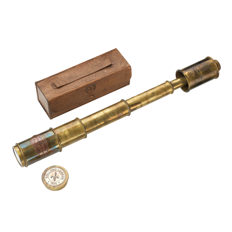 Подзорная труба в футляре Dollond, разборный вид сверху