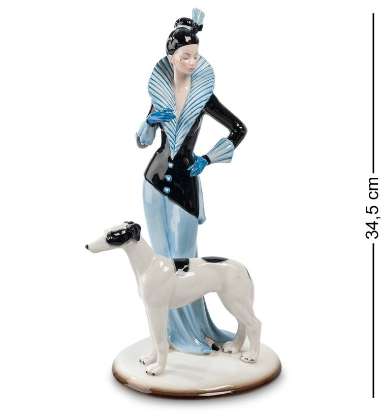 Статуэтка из фарфора Дама в вечернем платье с собакой  Pavone JP-38/13