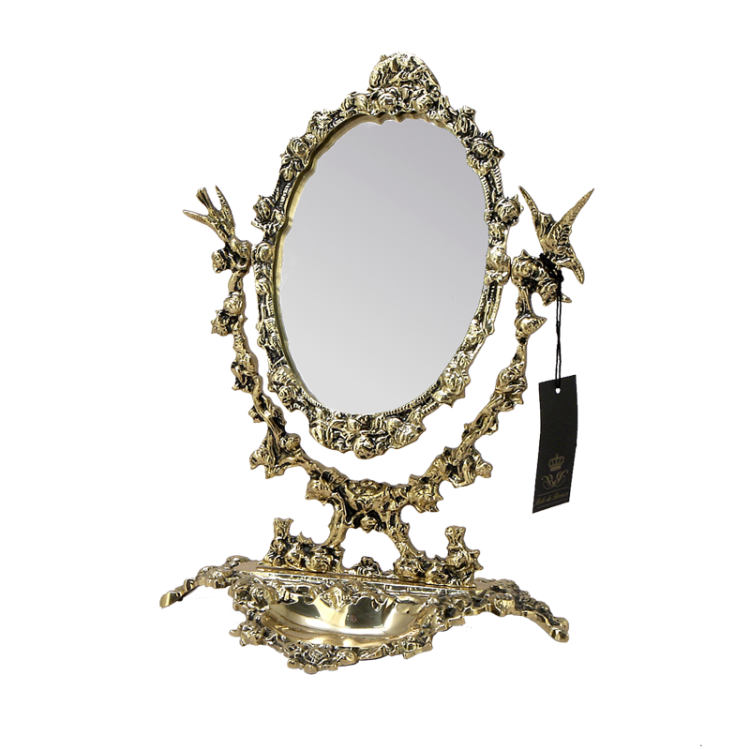 Настольное Зеркало Каранка в золотой раме из бронзы Bello De Bronze BP-21003-D