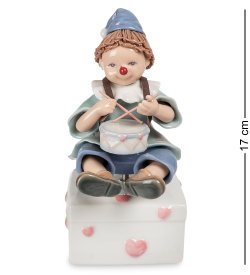 Музыкальная Статуэтка из фарфора клоун с Барабаном