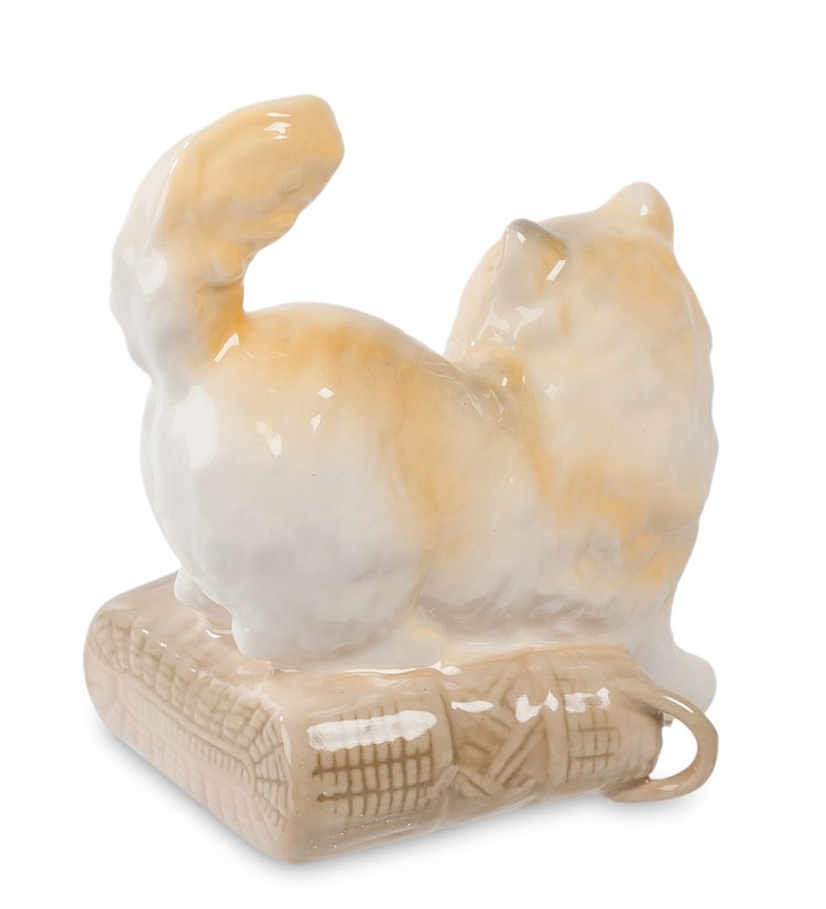 Статуэтка из фарфора Котенок на корзинке с цветами Pavone CMS-15/84, фотография со спины