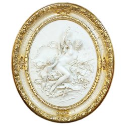 Барельеф из фарфора Венера и купидон (белая с золотом)