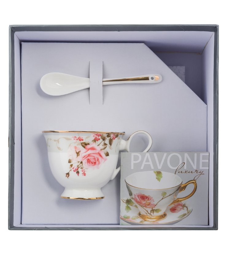Чайная пара из фарфора Монте-Роза Pavone JK-205, фотография в упаковке