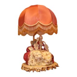 Фарфоровая настольная лампа Дама с зеркалом