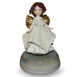 Статуэтка из фарфора музыкальная Ангел с коричневыми волосами