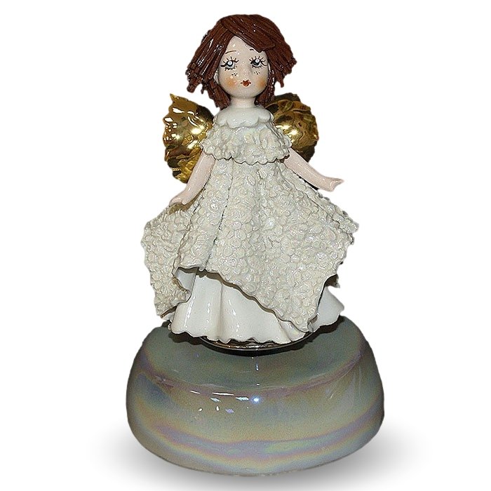 Статуэтка музыкальная Ангел с коричневыми волосами