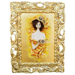 Картина из фарфора Девушка с подсолнухами