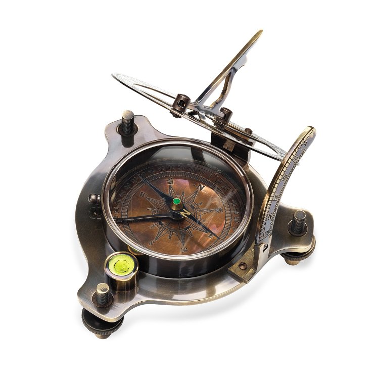 Компас с солнечными часами Stanleey London, фотография в открытом виде