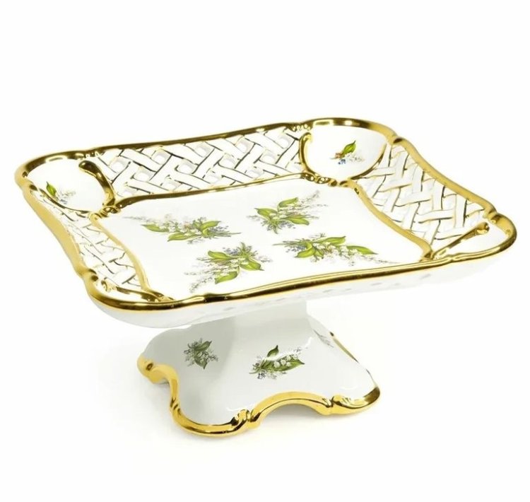 Квадратное Блюдо на ножке коллекция Ландыши Migliore De Luxe 27479 