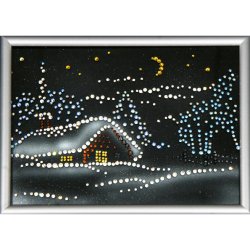 Картина Новогодняя ночь c кристаллами Swarovski