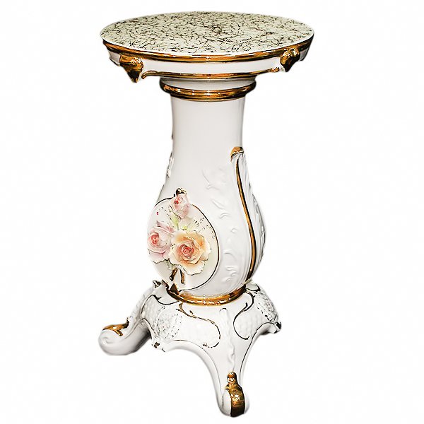 Столик из керамики Розы с золотой отделкой Ceramiche Ferraro BR 199