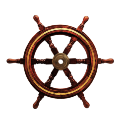 Штурвал корабельный деревянный с латунным ободом