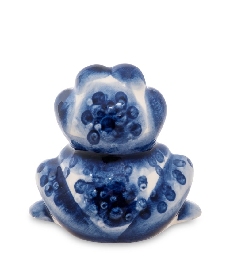 Фигурка Лягушка Голубая гжель ГЛ-222, фотография со спины