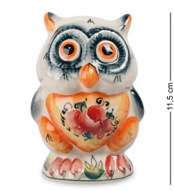 Фигурка Мудрая Сова Цветная гжель