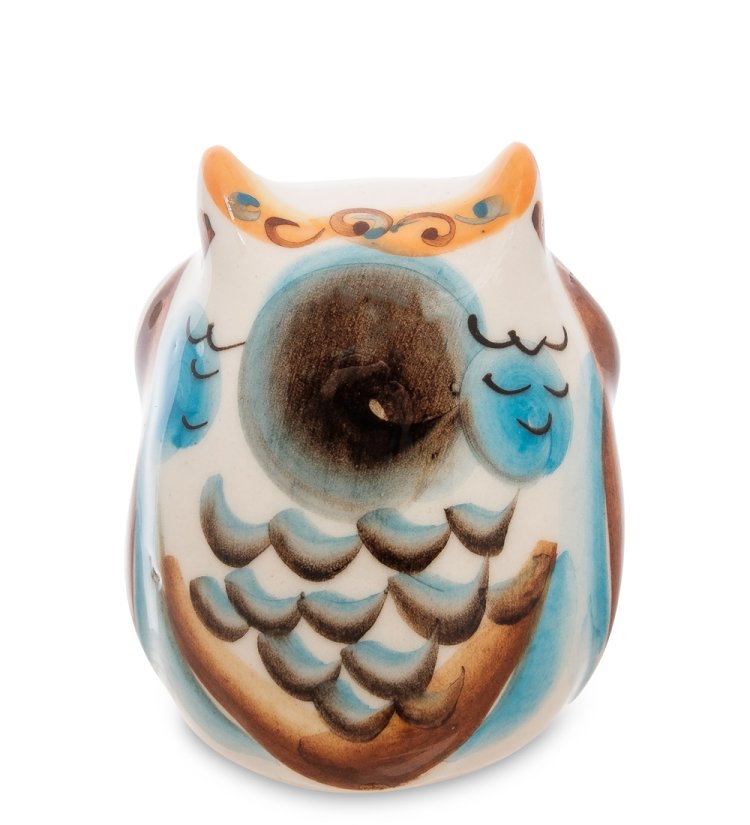 Статуэтка Совенок Цветная гжель ГЛ-605, фотография со спины