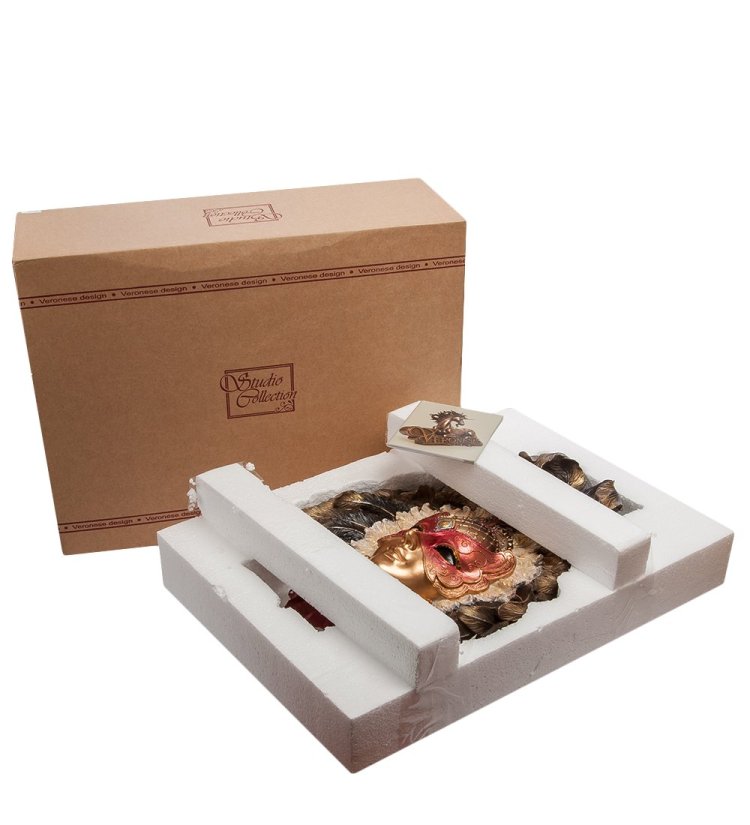 Венецианская маска Перо павлина, темное исполнение Veronese WS-362