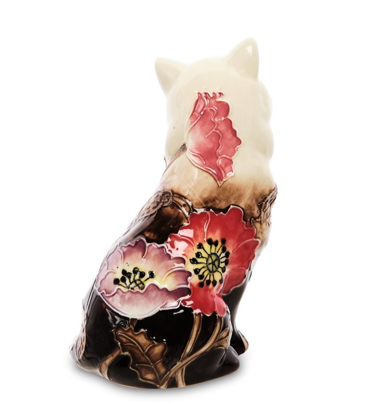 Статуэтка из фарфора Кошка с красными цветами Pavone JP-94/ 9, оборотная сторона