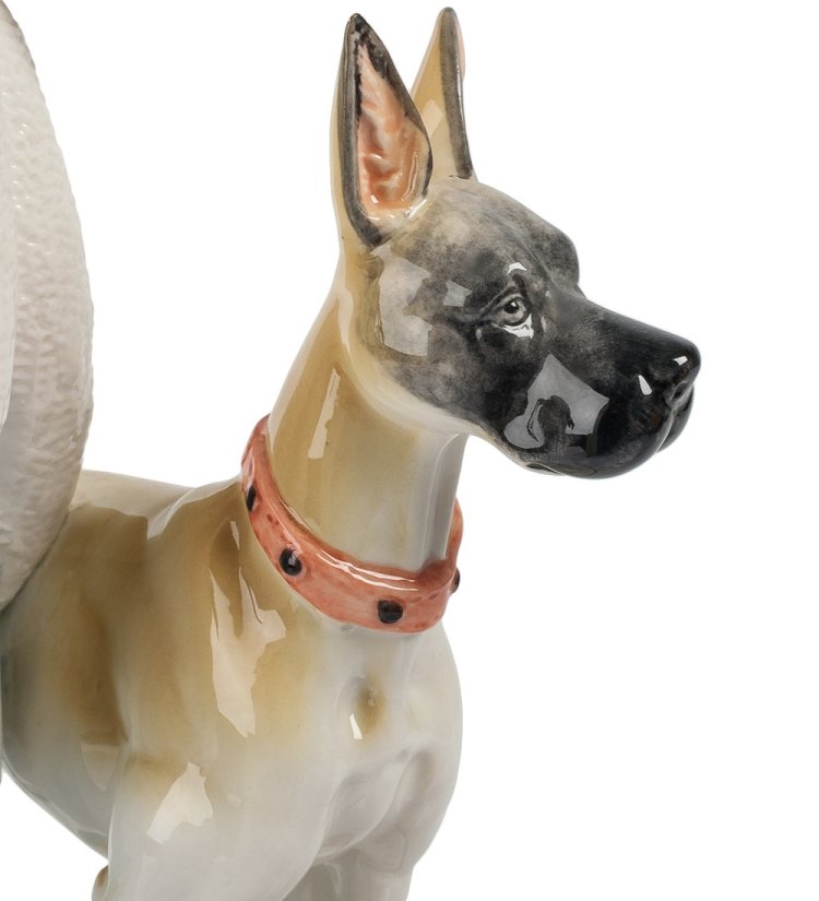 Статуэтка из фарфора Дама в шубе с собакой Pavone JP-38/14, увеличенный вид деталей