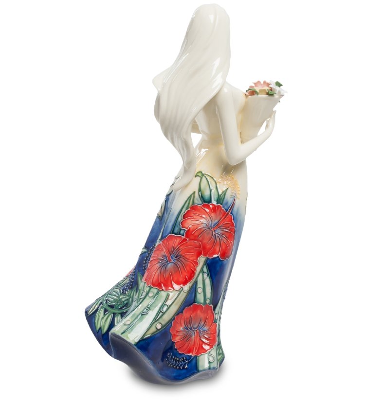 Статуэтка из фарфора Девушка с букетом цветов Pavone JP-102/ 4, фотография со спины