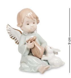Статуэтка из фарфора Ангелочек с Арфой и зайчиком