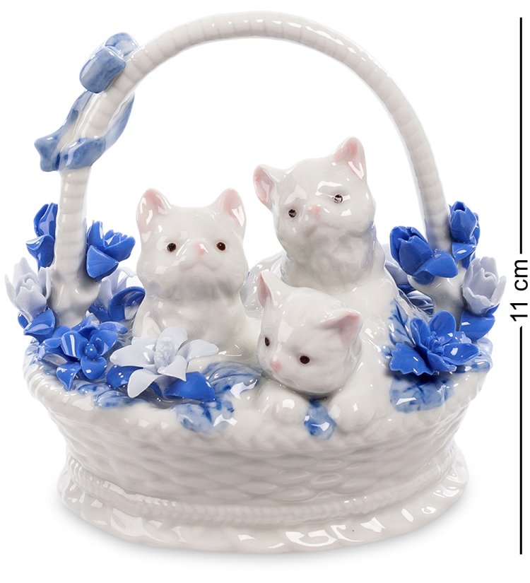 Статуэтка из фарфора Три белых котенка в корзинке Pavone CMS-46/ 8