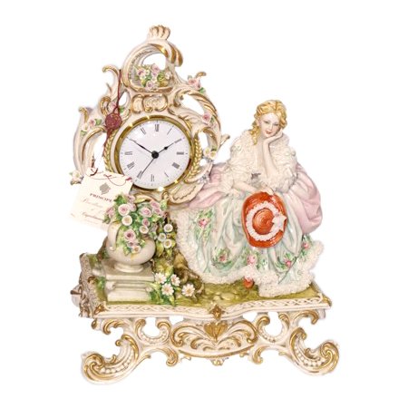 Часы из фарфора Дама на скамье