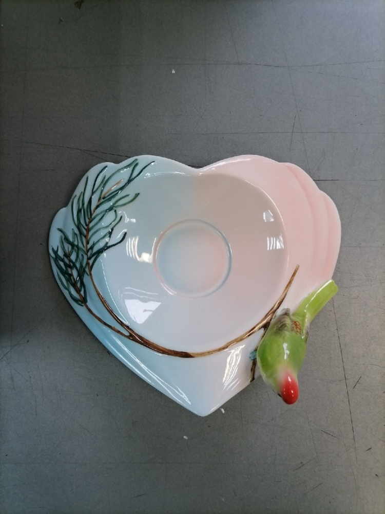 Чайная пара из фарфора с ложечкой Попугай Розелла Pavone FM-79/ 2, фото со склада блюдце