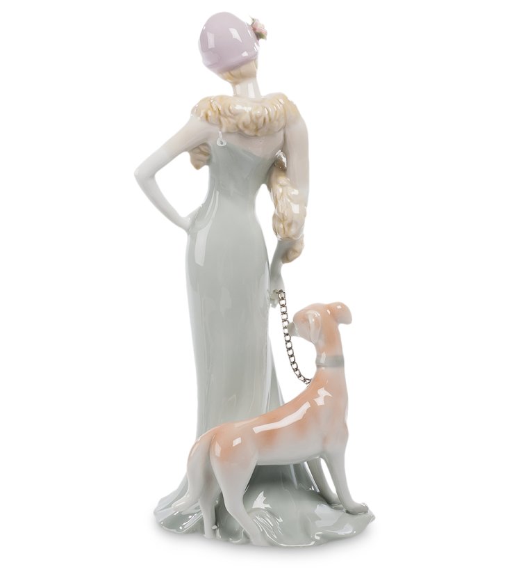 Статуэтка из керамики Дама с собакой на поводке Pavone CMS-32/ 2, фотография со спины
