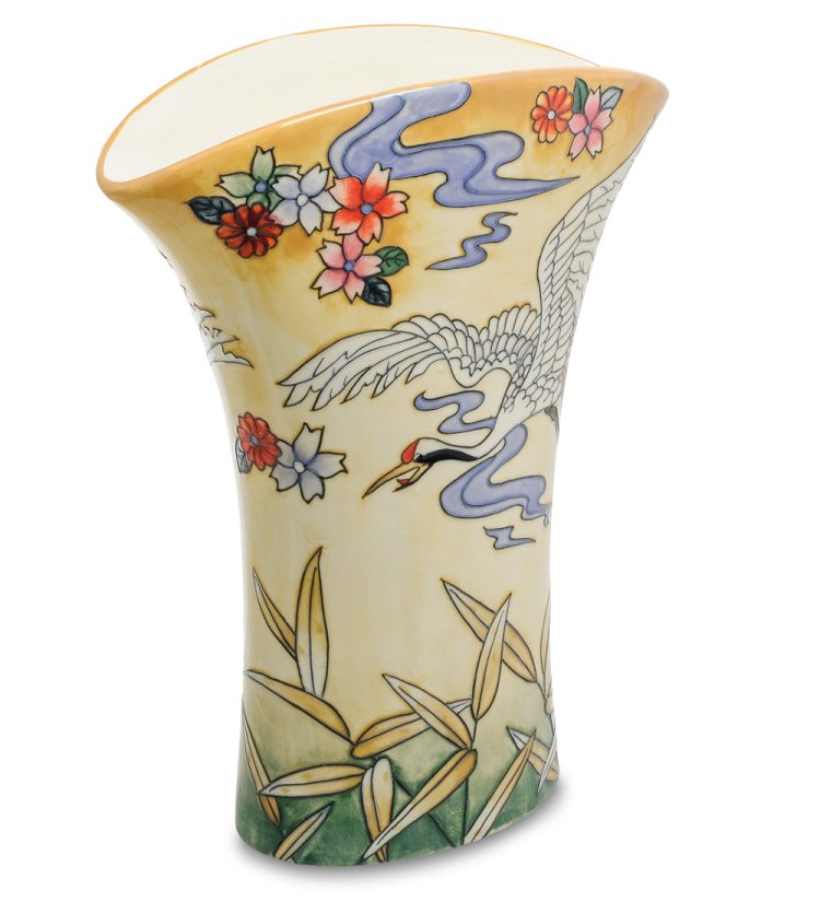 Широкая Настольная Ваза для цветов из фарфора Pavone JP-24/ 2, фотография сбоку