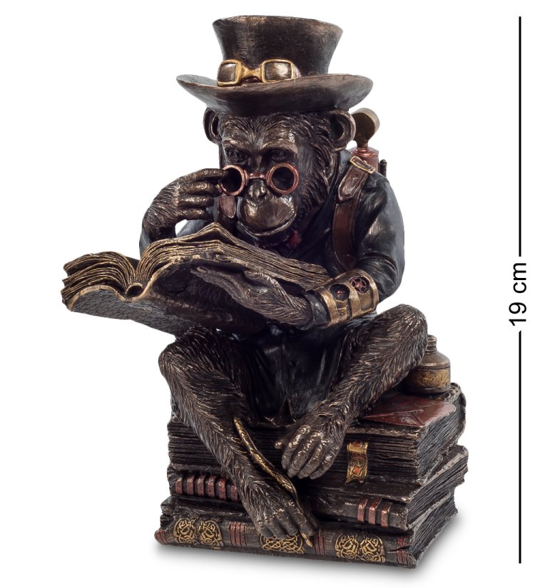 Статуэтка в стиле Стимпанк Обезьяна изучающая книгу Veronese WS-193