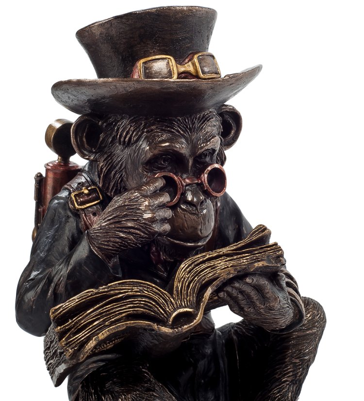 Статуэтка в стиле Стимпанк Обезьяна изучающая книгу Veronese WS-193, портретный вид