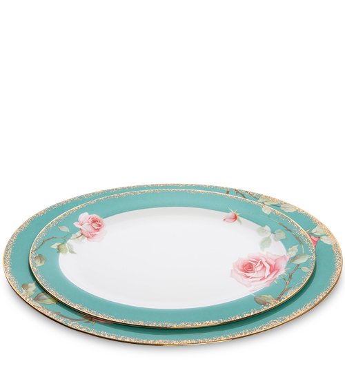 Набор из 2-ух тарелок из фарфора Элегантная Роза Pavone JK-234, вид профиль