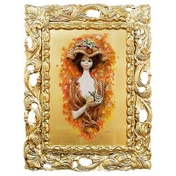 Картина из фарфора Девушка с виноградом