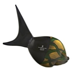 Фигурка из  Муранского стекла Рыба большая, чёрная, с золотым украшением