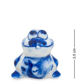 Фигурка маленькая Лягушка Голубая гжель