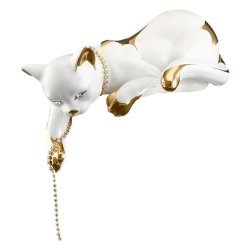 Статуэтка Кошка белая, Золотой декор