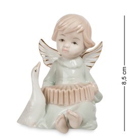 Статуэтка из фарфора Ангелочек с гармошкой и гусем