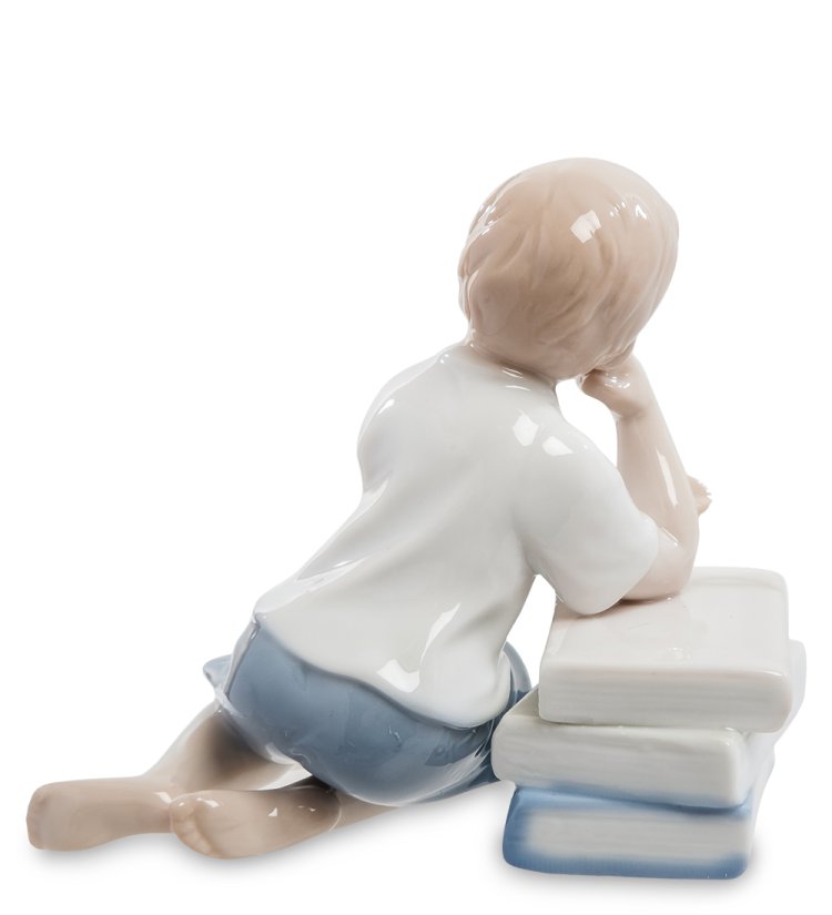 Статуэтка из фарфора Мальчик Книги - мои друзья Pavone JP-45/29, фотография со спины