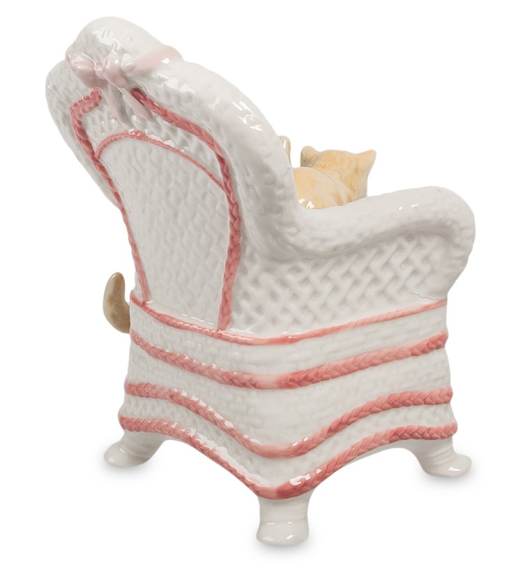 Статуэтка из фарфора Котята на кресле Одни дома Pavone CMS-15/85, оборотная сторона
