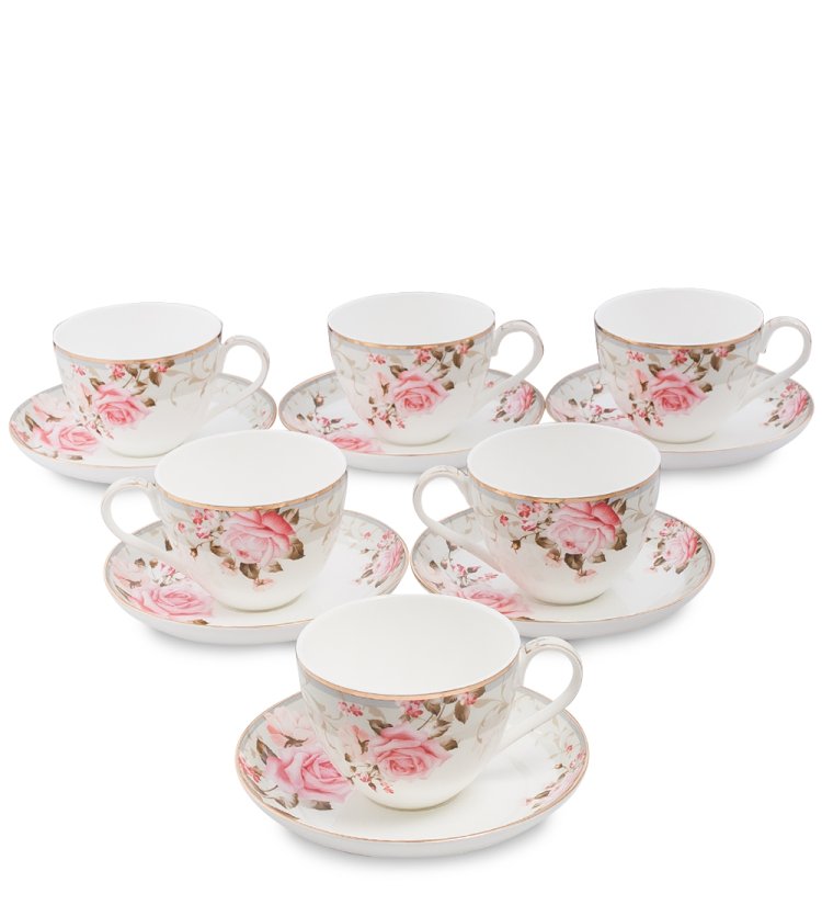 Чайный набор на 6 персон из фарфора Монте-Роза Pavone JK-207