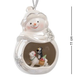 Подвесная фигурка из керамики Веселый снеговик
