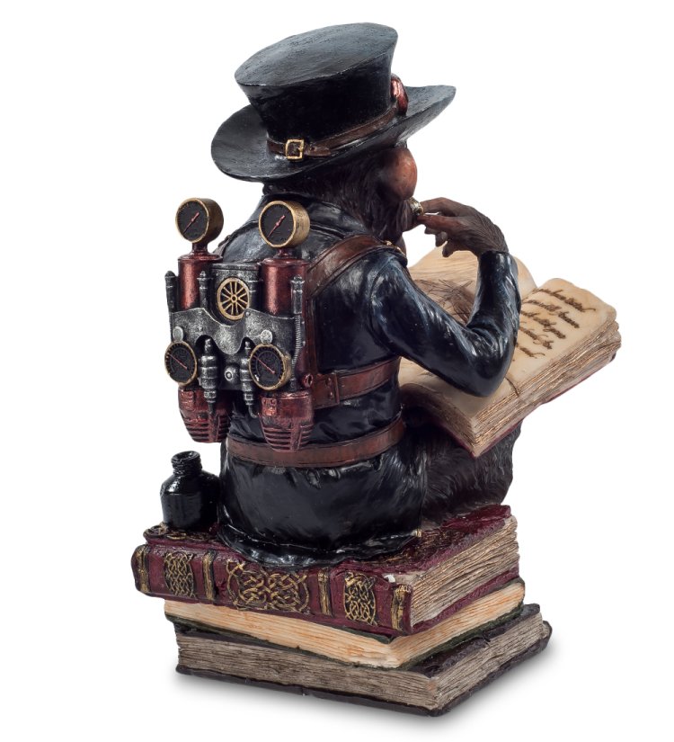 Статуэтка в стиле Стимпанк Обезьяна с книгой Veronese WS-194, оборотная сторона