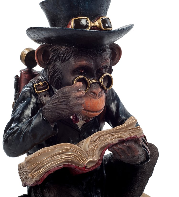 Статуэтка в стиле Стимпанк Обезьяна с книгой Veronese WS-194, портретный вид