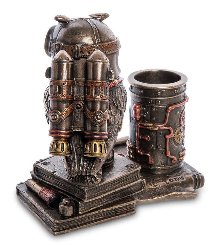 Подставка для телефона и ручек в стиле Стимпанк Сова Veronese WS-1063, оборотная сторона